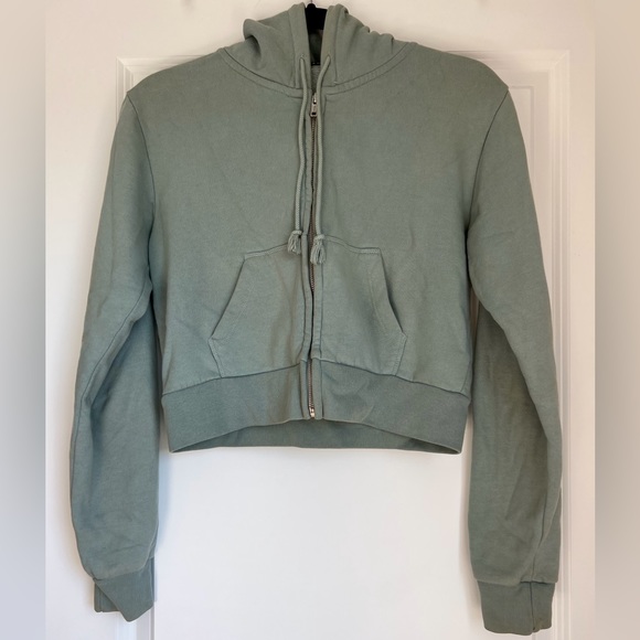 Brandy Melville Other - Brandy Melville Cropped Crystal Sage Hoodie